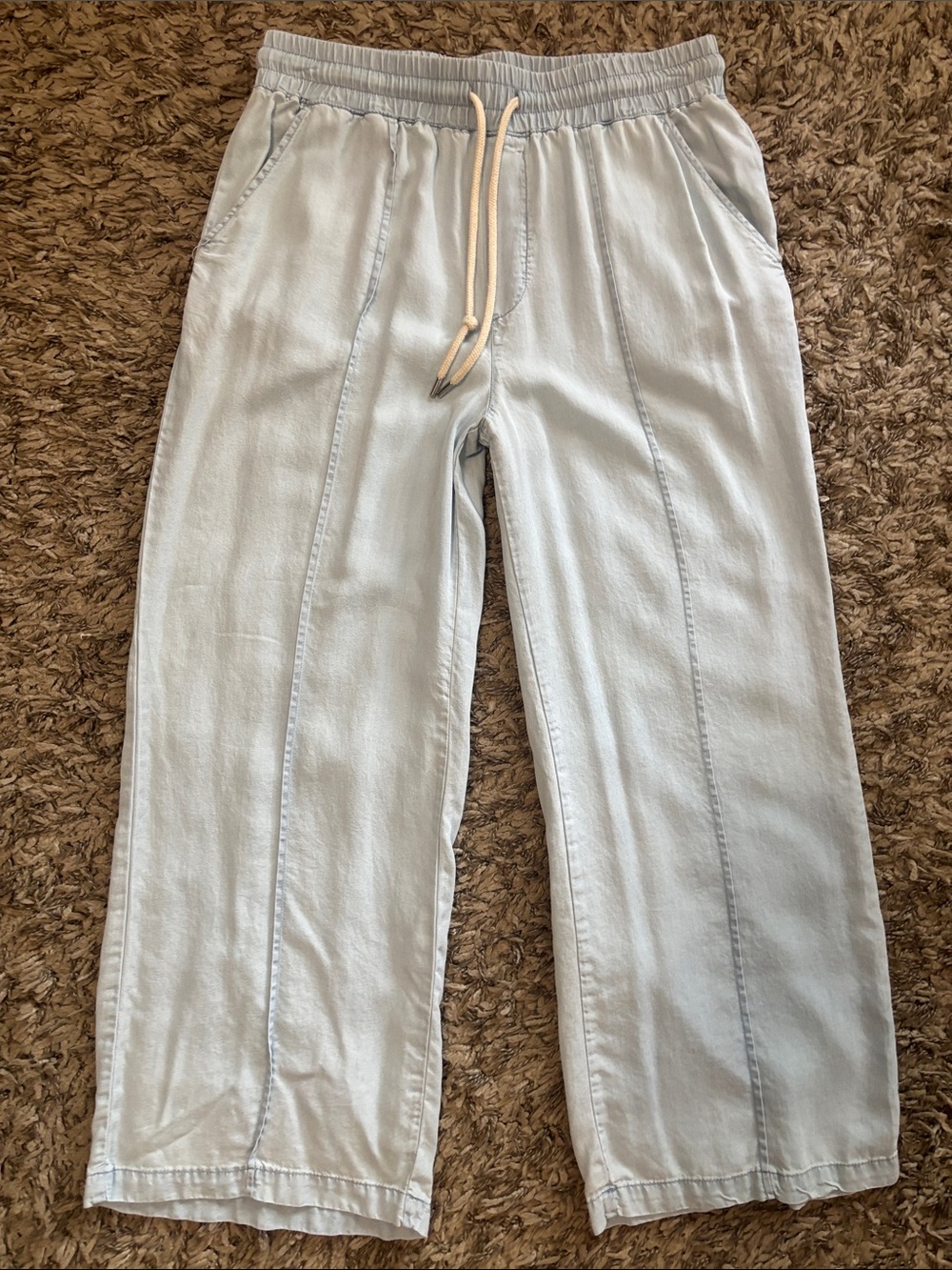 kathy ireland 100% Lyocell Light Blue Wide Leg Drawstring Pants